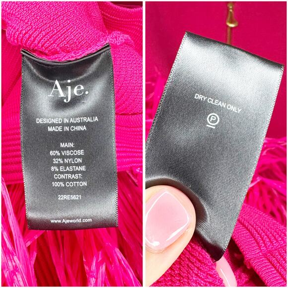 Aje Rushes Raffia Pink Ribbed Midi Dress Small NWT - Picture 7 of 10